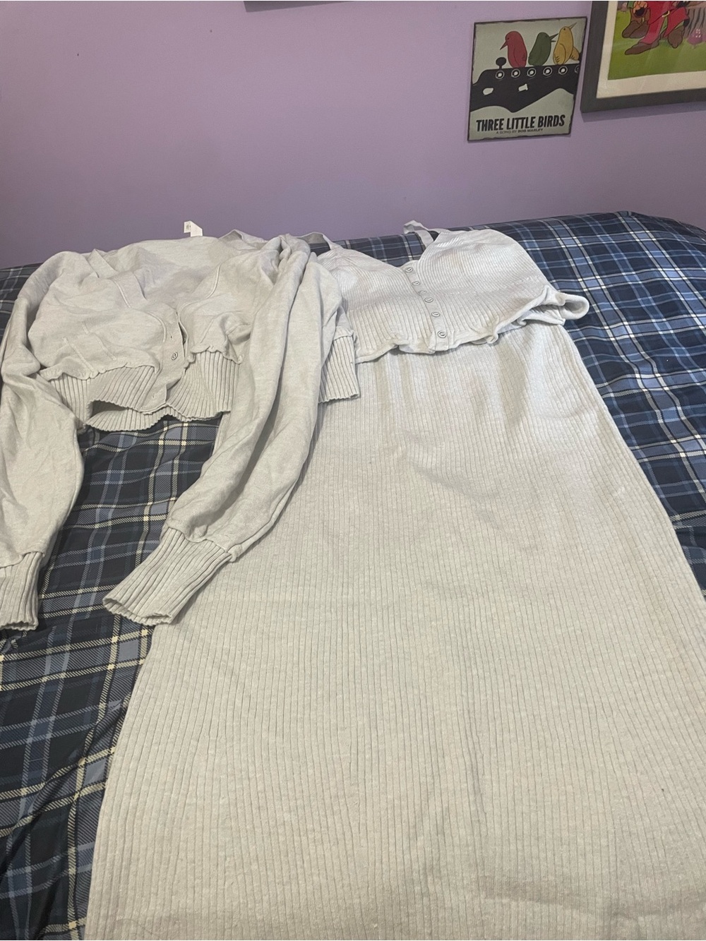 Anthropologie Light Gray Ribbed Maxi Skirt Set